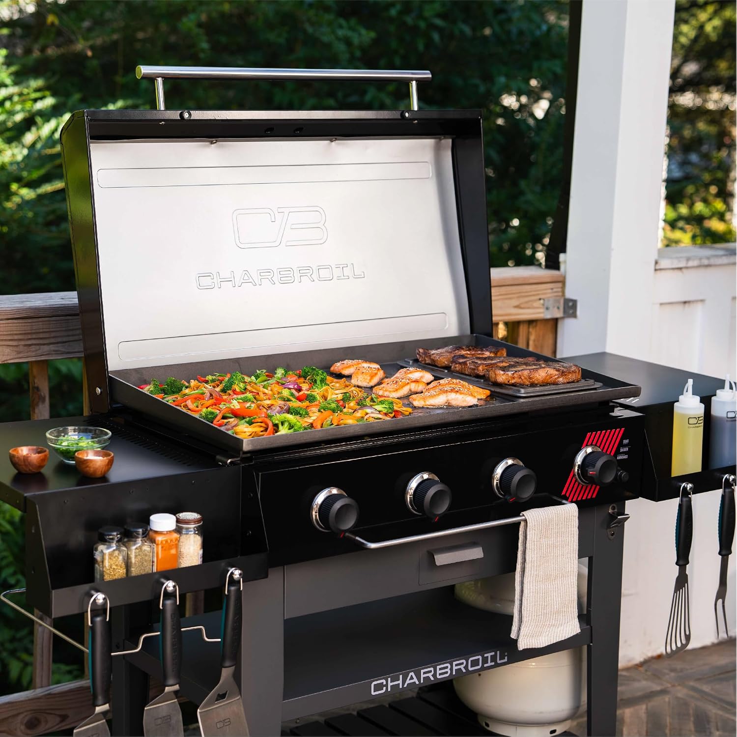 Charbroil 36' Performance Series Deluxe Propane Gas Griddle with Cart 4 Burner Flat Top Grill, Black - 463285924