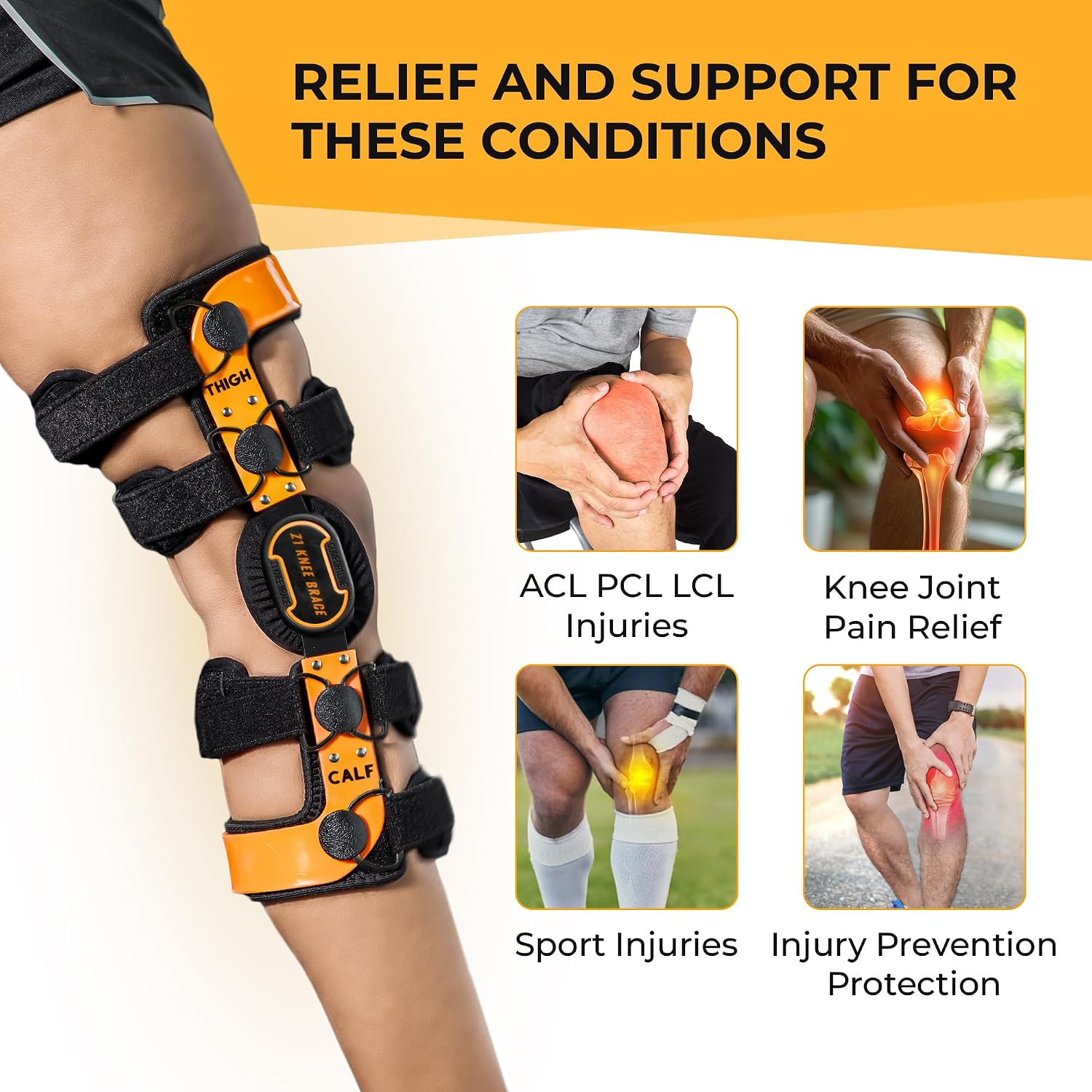 Z ONE Z1 K2 Comfortline Hinged Knee Brace for Men & Women – Knee Support for ACL, MCL, LCL, PCL, Ligament and Sports Injuries, Arthritis Pain, Meniscus Tear and Mild Osteoarthritis (S13)