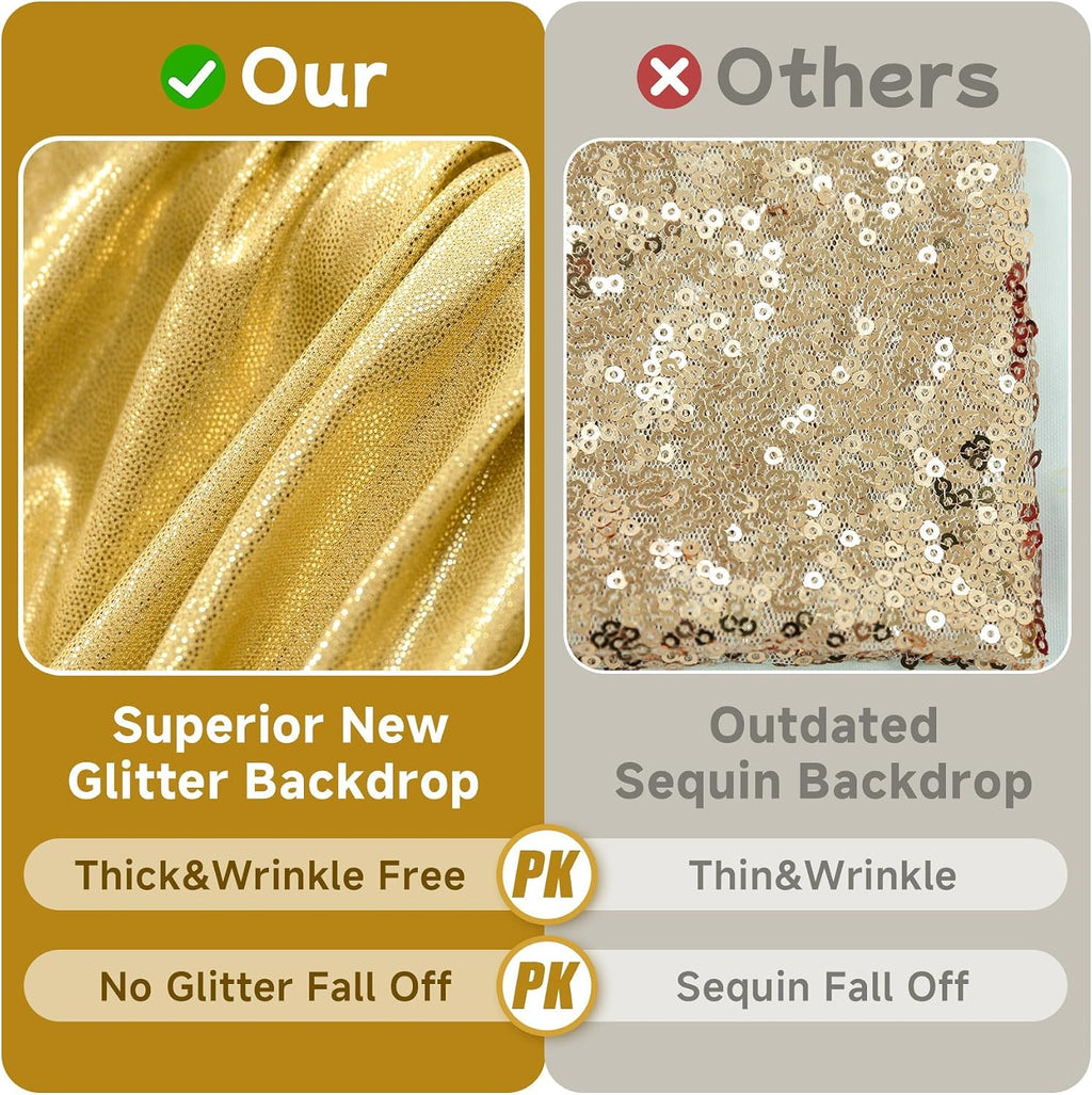 50x10ft Shimmer Gold Sequin Backdrop Curtain for Parties, Thick Wrinkle Free Glitter Backdrop Drapes Photo Back Drop Curtains for Birthday Wedding Party Photography Background-10 Panels 5x10ft