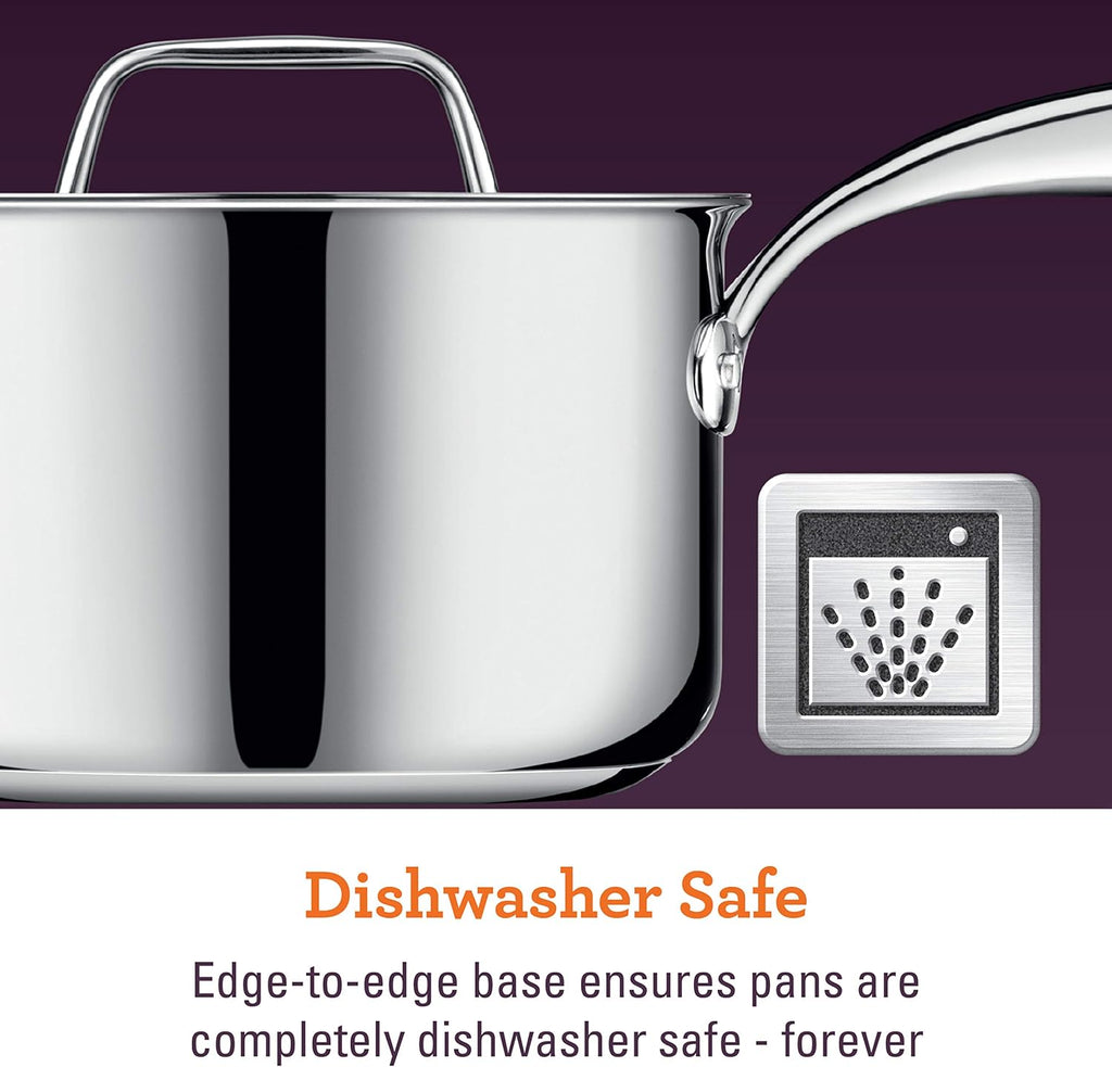 Breville Clad Stainless Steel Saute Pan / Frying Pan / Fry Pan with Lid - 3.5 Quart, Silver