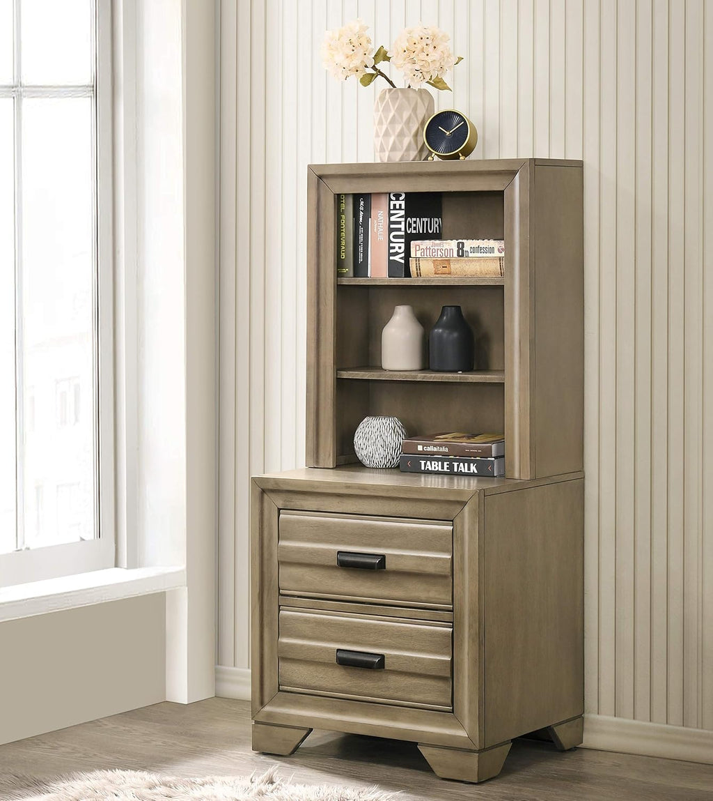 Roundhill Furniture Loiret Storage Platform King WallBed with Dresser and Mirror, Chest, Light Gray