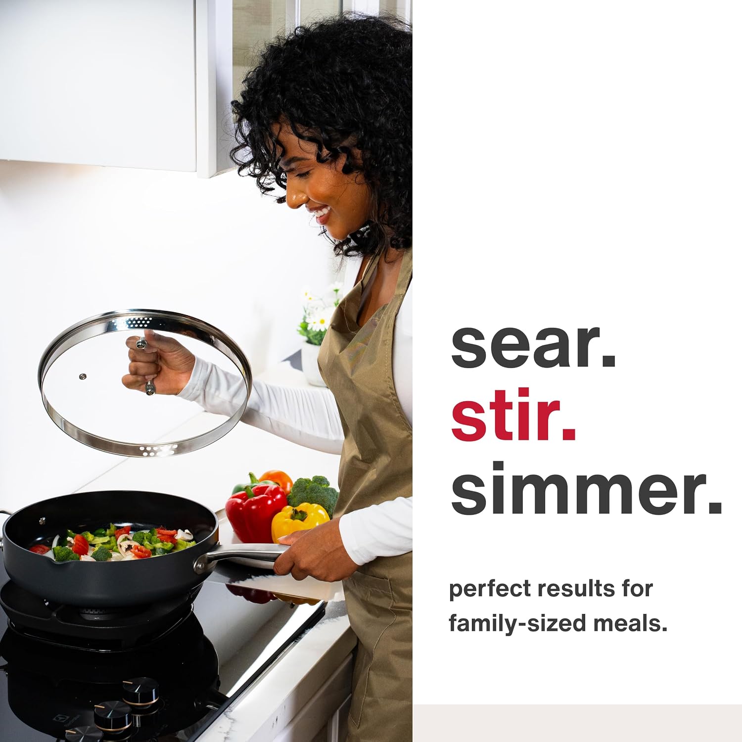 Zyliss Ultimate Pro Sauté Pan with Lid - Aluminium Pan with Non-Stick Ceramic Coating & Glass Lid - Durable & Versatile Cooking & Searing Pan - Dishwasher & Oven-Safe - 11'
