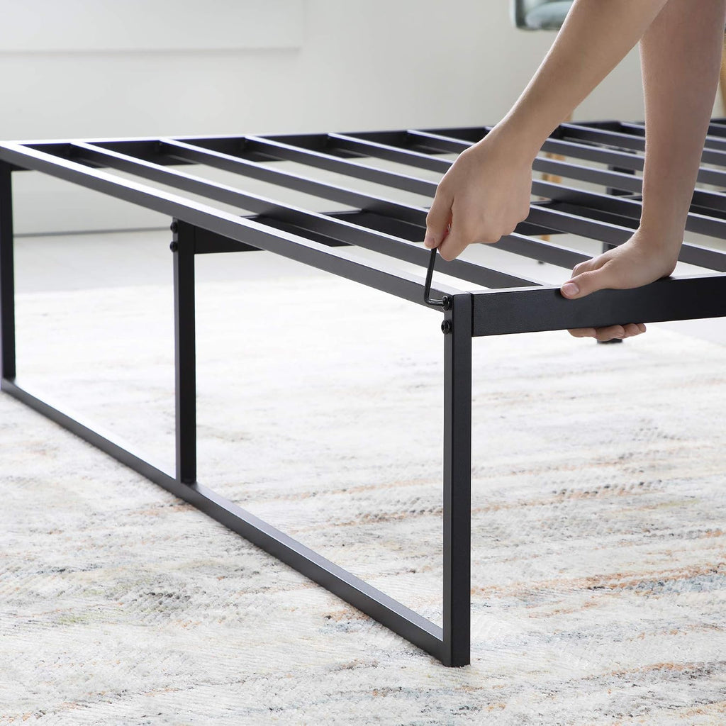 Linenspa Folding Metal Platform Bed Frame - Easy Assembly - Sturdy Steel - No Box Spring Needed - Underbed Storage - Mattress Foundation - 14' High - Traditional Design - California King Size