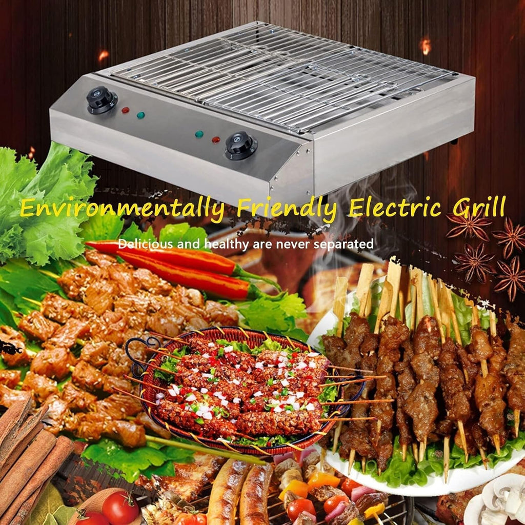 Electric Table Top Griddle， Smokeless Portable BBQ Barbecue Grill Temperature Control with Water Filled Drip Tray Kebab Grill(Jpx D282)