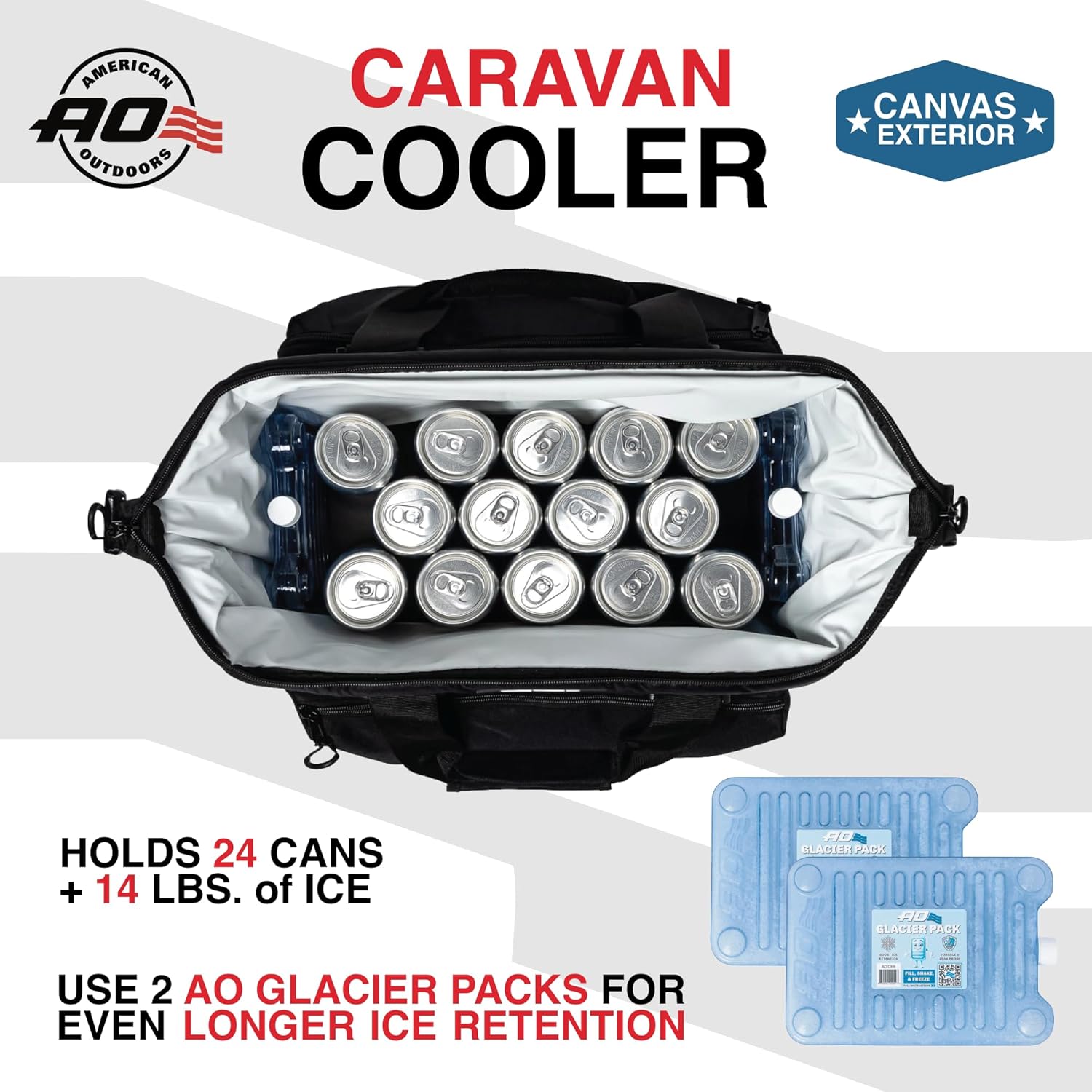 AO Coolers Caravan Canvas Soft Cooler with High-Density Insulation and Oversized Storage Pockets