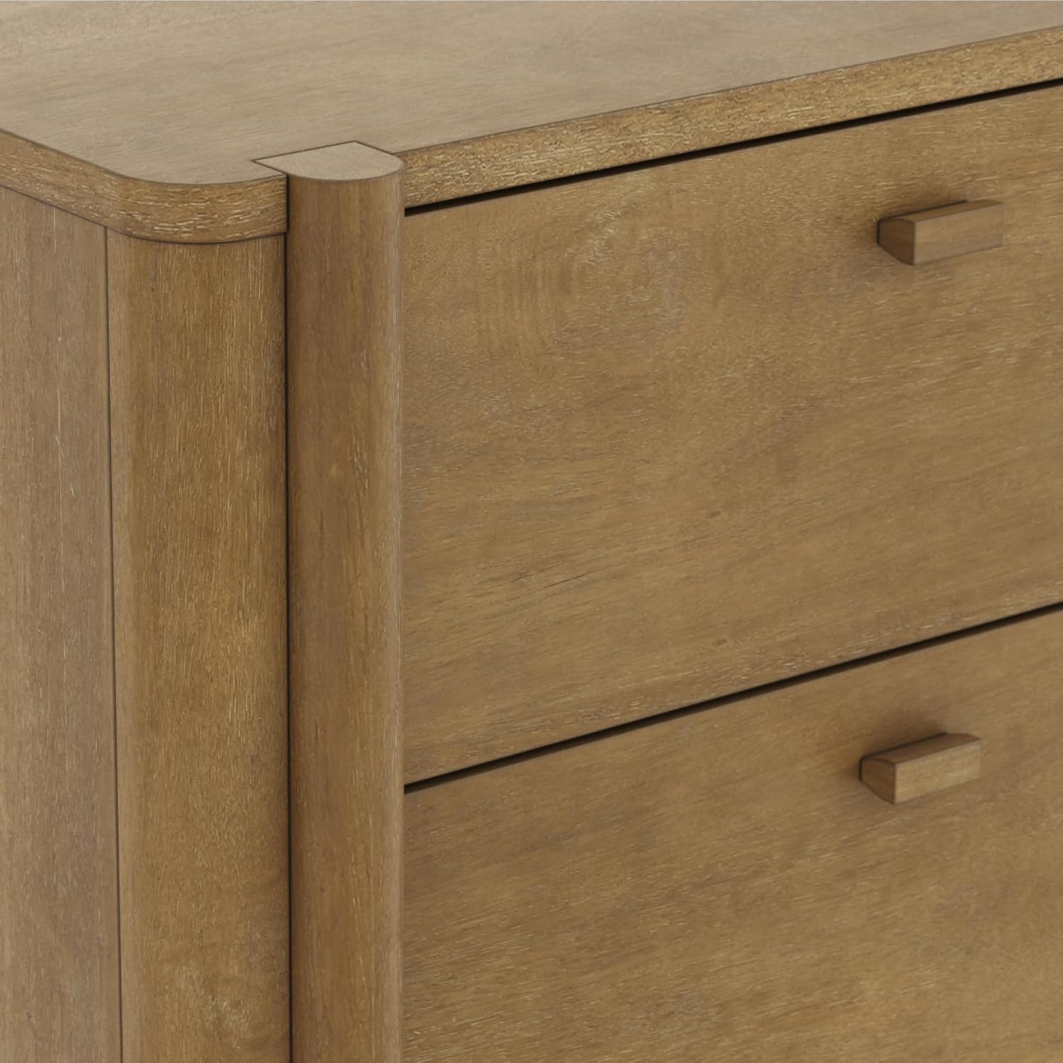 Nathan James Solace Mid Century Modern 2 Drawer Nightstand with Solid Wood Frame and Rounded Details, Light Brown Set of 2