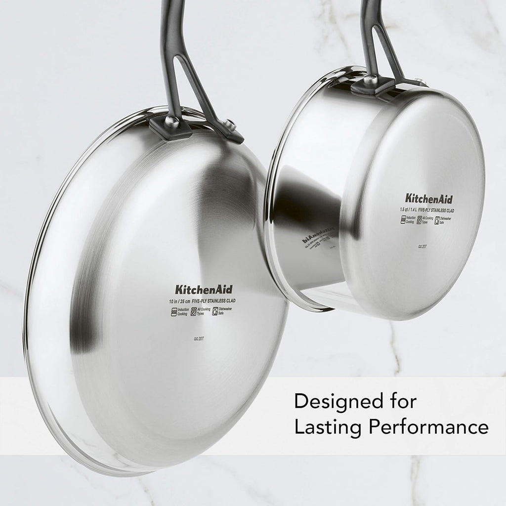 KitchenAid 5-Ply Clad Polished Stainless Steel Fry Pan/Skillet, 12.25 Inch