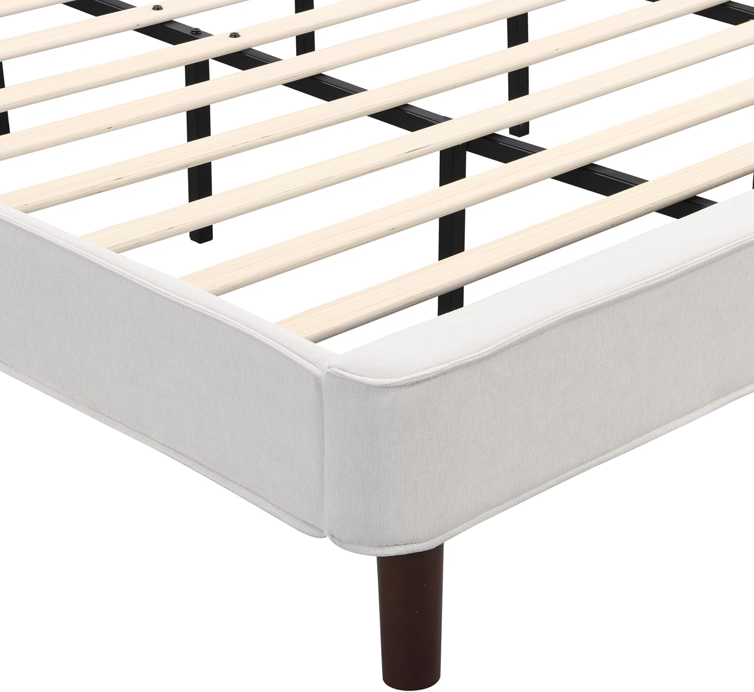 Christopher Knight Home Cordo California King Size Bed Set, Upholstered Platform Bed with Wingback Headboard, Solid Wooden Slats Panel Support, No Box Spring Needed, Easy Assembly, Beige