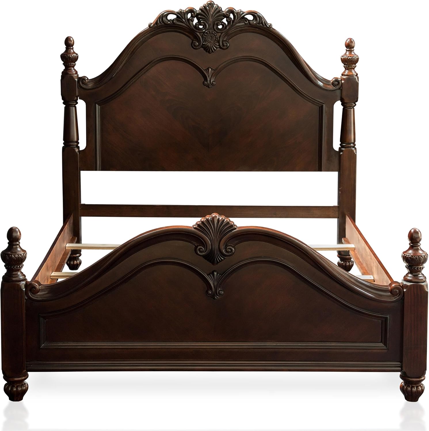 Furniture of America FOA Ruben 2pc Cherry Solid Wood Panel Bedroom Set - King + Nightstand