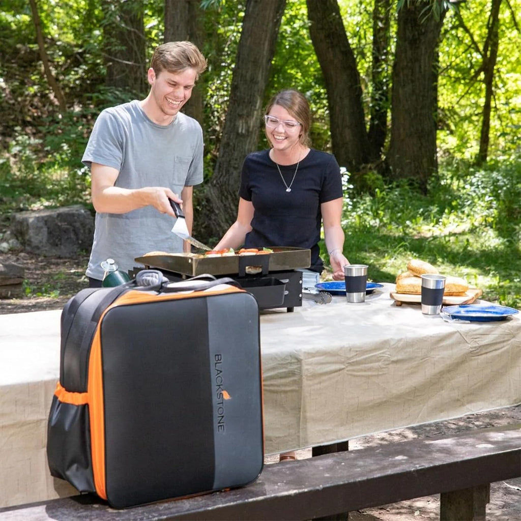 BLACKSTONE 17 Inch Tabletop Griddle Backpack 5244 Carry Bag, 17 Inch Grill Cover Griddle Gloves, and Seasoning