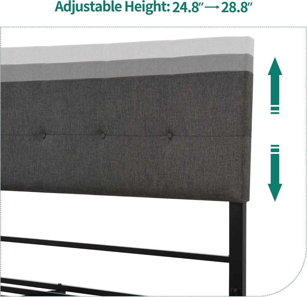 YITAHOME Upholstered Platform Bed with Adjustable Headboard, Full Size Bed Frame with Steel Slat/No Box Spring Needed/Mattress Foundation