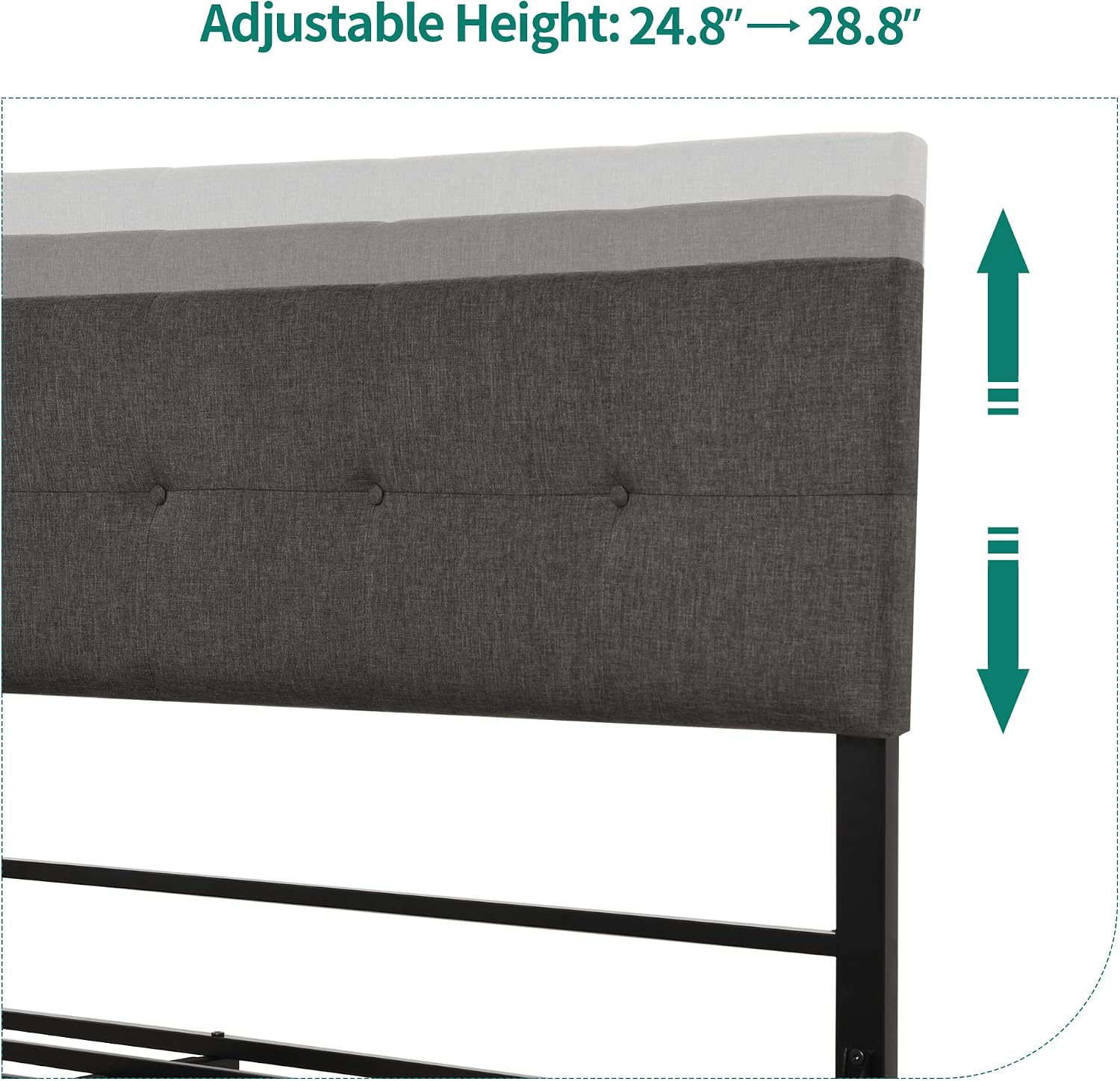 YITAHOME Upholstered Platform Bed with Adjustable Headboard, Full Size Bed Frame with Steel Slat/No Box Spring Needed/Mattress Foundation