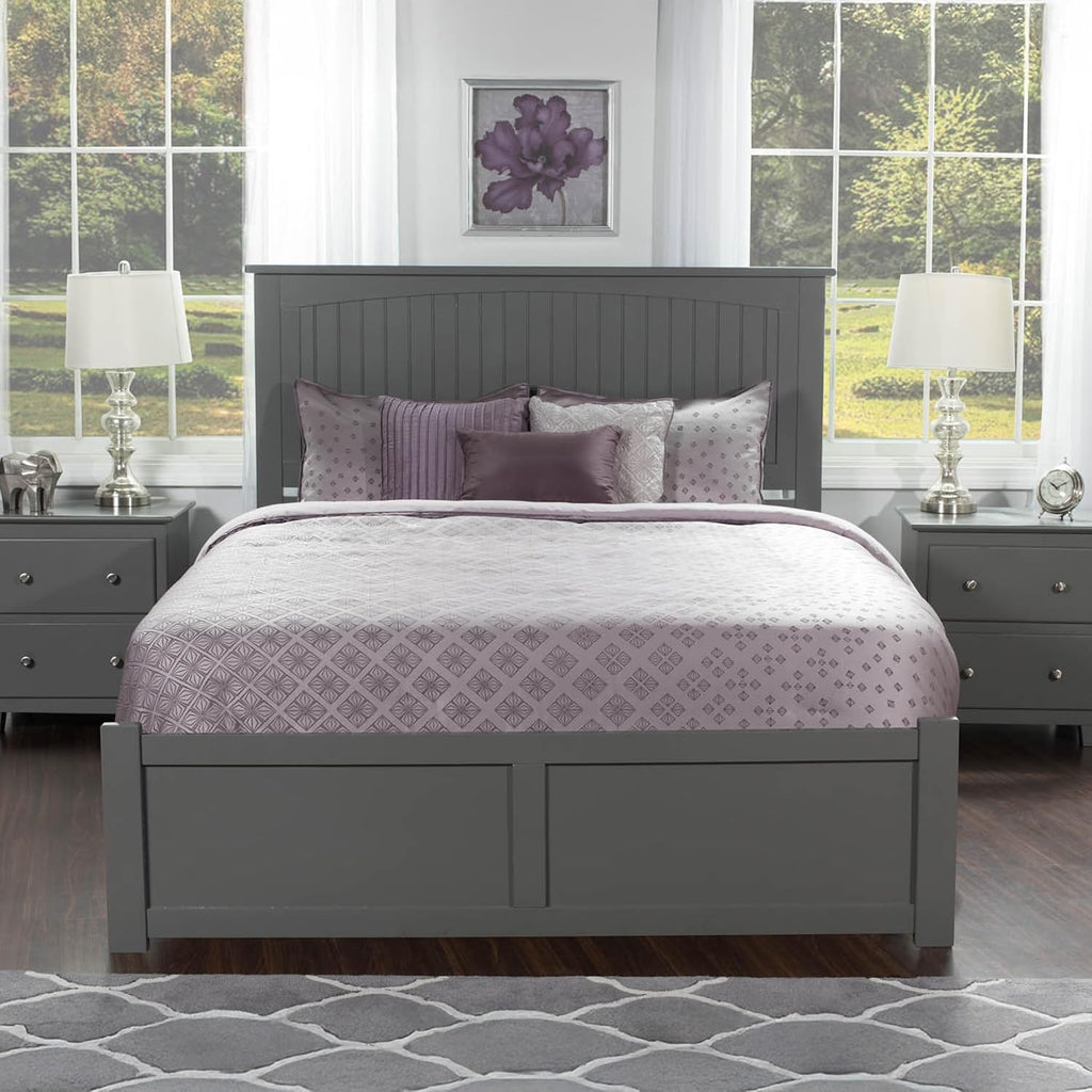 AFI, Nantucket King Platform Bed with Footboard & Storage Drawers, Grey