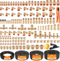CheeMuii 156 PCS Brass DOT Air Line Fittings with 4 Roll 100FT 1/8' 1/4' 3/8' 1/2' DOT Air Lines Kit Push Lock Air Fitting Quick Connect Air Fittings with Air Hose Pneumatic Tubing