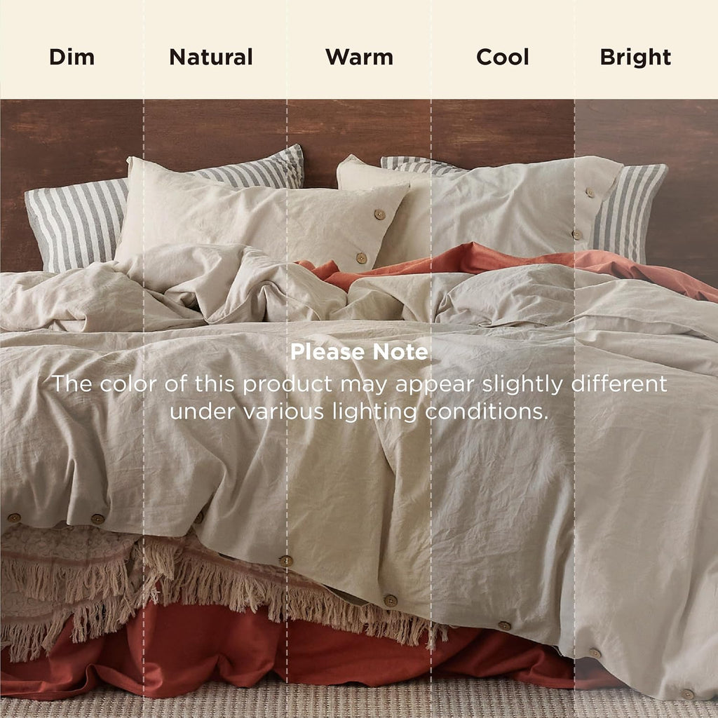 Bedsure Linen Duvet Cover California King - Linen Cotton Blend Duvet Cover, PureWoven Cooling & Breathable Bedding Set for Hot Sleepers, Moisture Wicking & Durable Cover Set 3 Piece (Linen Color)