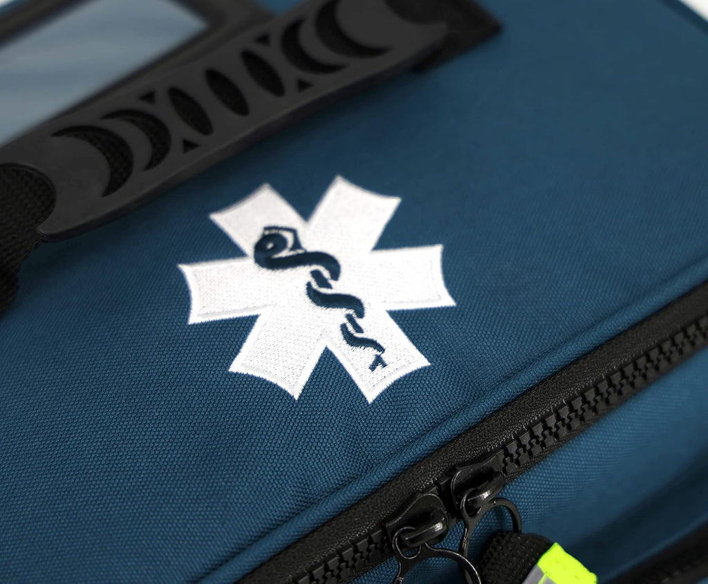Lightning X Products Lightning X Mid-Sized First Responder EMT Bag | LXMB25 Fully Stocked Aid Kit w/ 200+ BLS Supplies - Blue