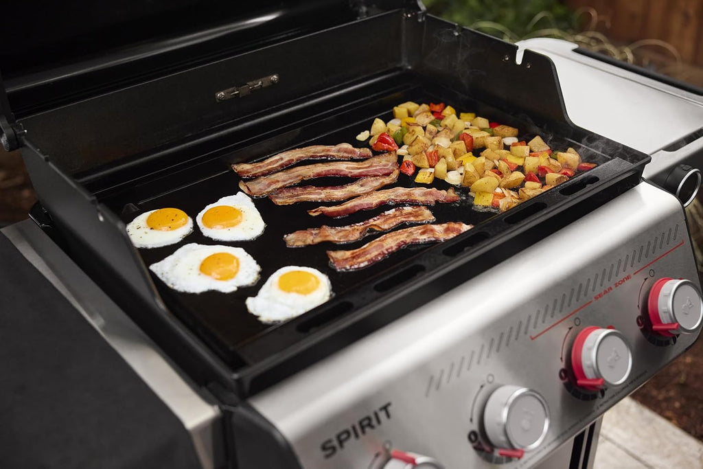 Weber Rust‑Resistant Outdoor Griddle Insert, Full‑Size – Pre-Seasoned Carbon Steel Griddle for Searwood & Large Spirit Series Gas Grills - Grill Accessory