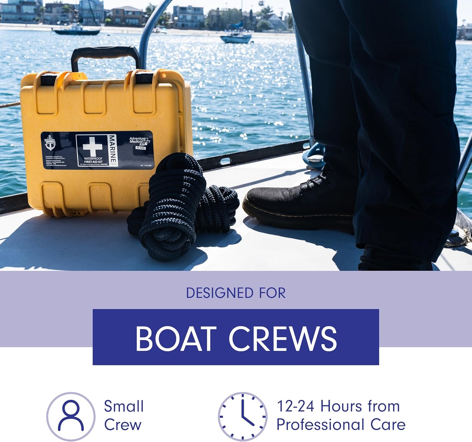 Adventure Medical Kits Marine Series Medical Kit - 1500 - Boat First Aid Kit For Small Crews 24 Hours From Care - Includes Emergency Medical Supplies Like Bandages, Medicine, Guide Book & More