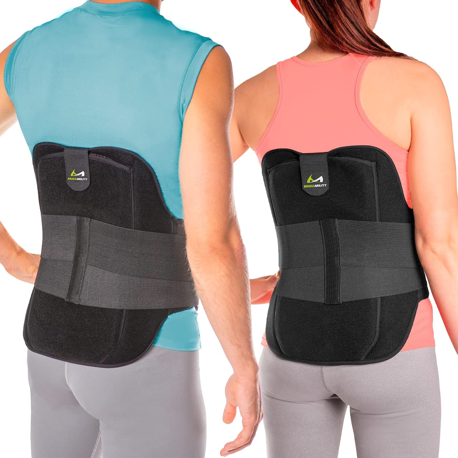 BraceAbility LSO Back Brace for Women and Men - Medical-Grade Lumbar Brace for Herniated Disc, Sciatica, Spinal Stenosis, Spondylolisthesis, Post-Surgery Recovery, Hot and Cold Therapy (L)