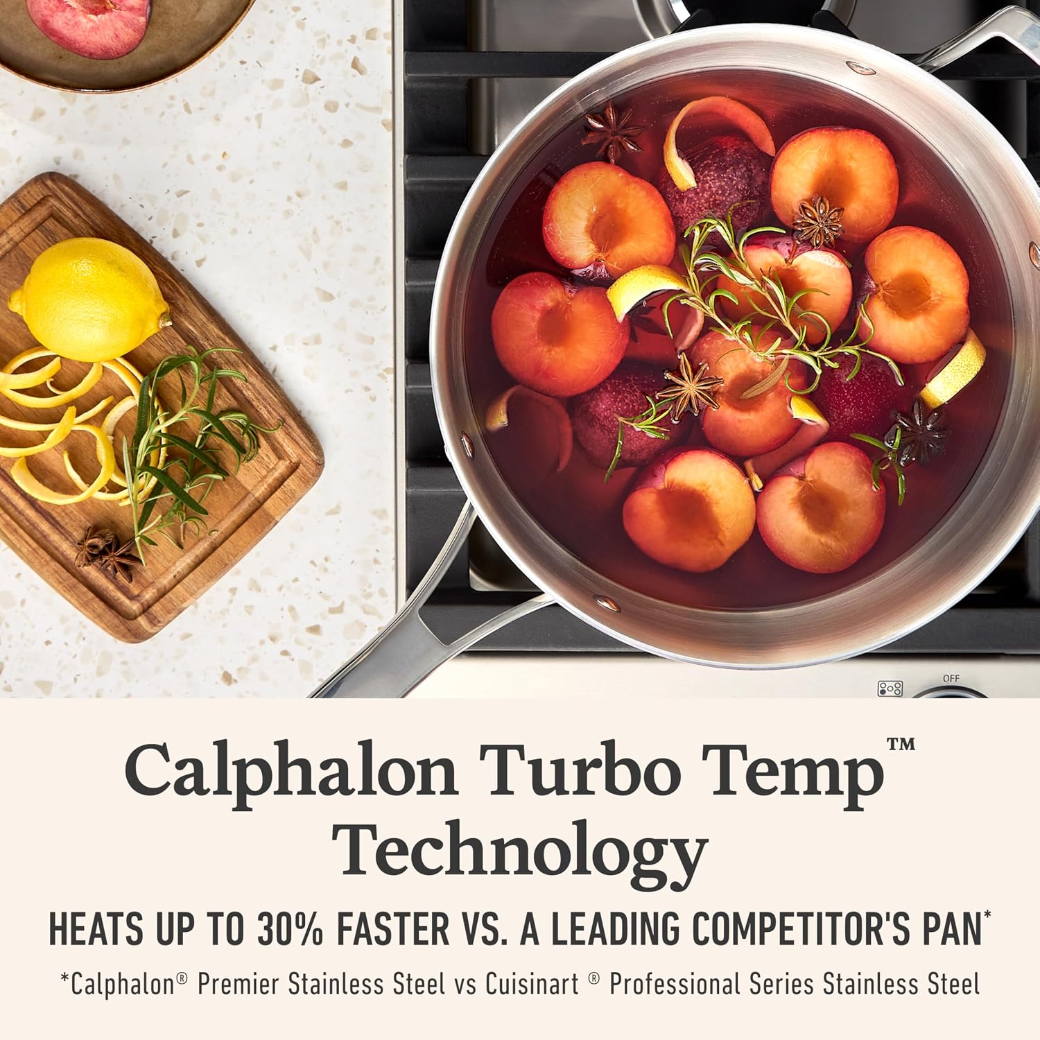 Calphalon Premier Polished 5-Ply Stainless Steel Cookware Set w/Turbo Heat Tech 4.5Qt Chef's Pan with Lid, Induction, Oven Safe 500F, PFOA Free, Polished Stainless Silver