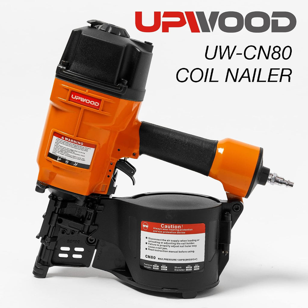CN80 Air Coil Nailer by UPWOOD, 2-1/4 Inch to 3-1/4 Inch 15 Degree Coil Siding Nail Gun Fast Shooting Fencing Nailer Pneumatic Coil Framing Nailer
