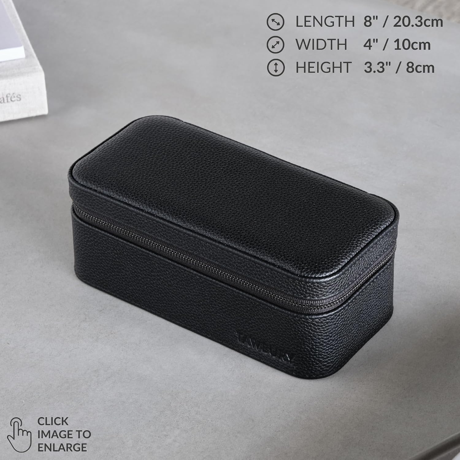 TAWBURY 3 Watch Case for Men – Luxury Leather Watch Travel Case for Men | Black Watch Cases for Men Travel | Traveling Watch Holder for Men | Black Watch Roll Case | 3 Watch Box for Men Travel