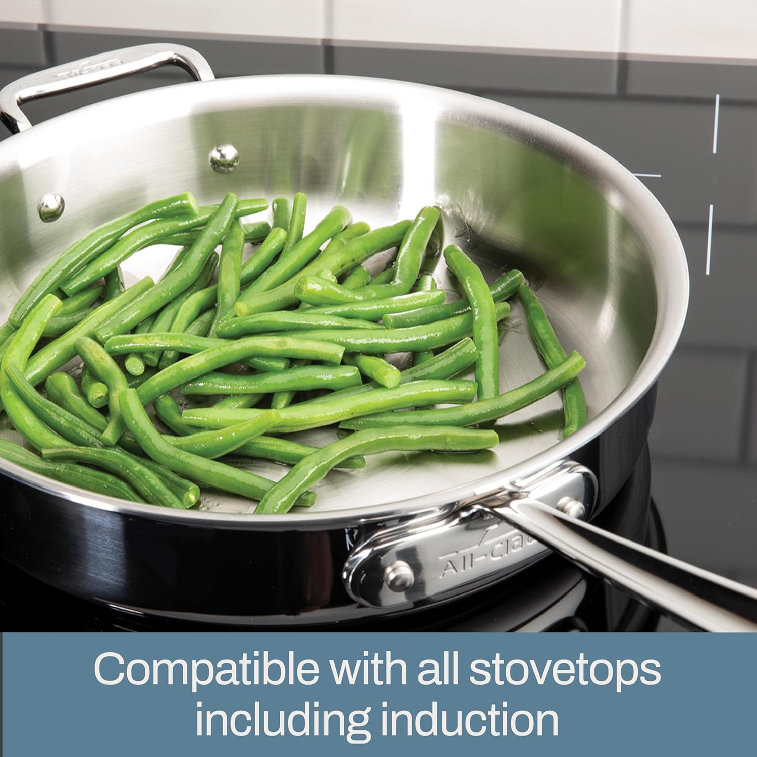 All-Clad D5® Stainless Steel Core 14 Inch Frying Pan Covered - Made in the USA - The Upgrade for Supremely Even Heat- Oven Safe & Induction Compatible Cookware