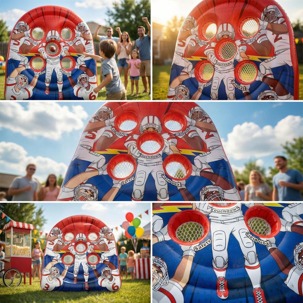 6FT Giant Inflatable Football Target Toss Game - Fun Indoor & Outdoor Yard Games for Kids & Adults, Football Party Throwing Games, Carnival Games, Camping & Tailgate Lawn Activities