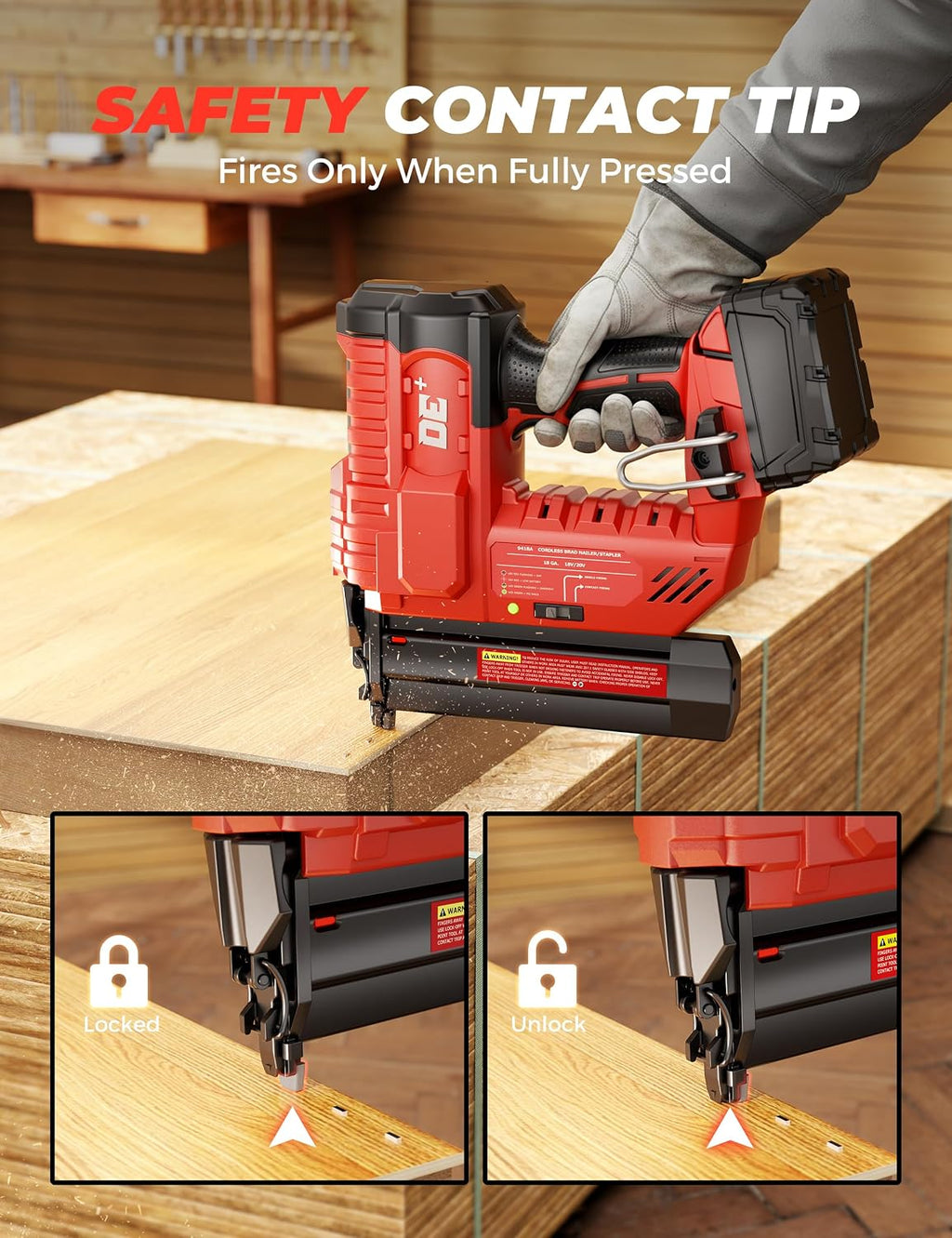DeForce 18GA Cordless Brad Nailer, 2' Nail Gun for Milwaukee 18V Battery, 2 IN 1 Electric Stapler, 2026 Upgraded Tool-Free Jam Release, 2 Firing Modes, Adjustable Depth, 1000pcs Nails(No Battery)