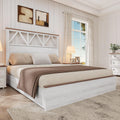 YITAHOME Farmhouse Full Size Bed Frame with 47.2'' Headboard, Platform Rustic Wood Bed Frame with Slats, Sturdy and Noiseless, No Spring Needed, White
