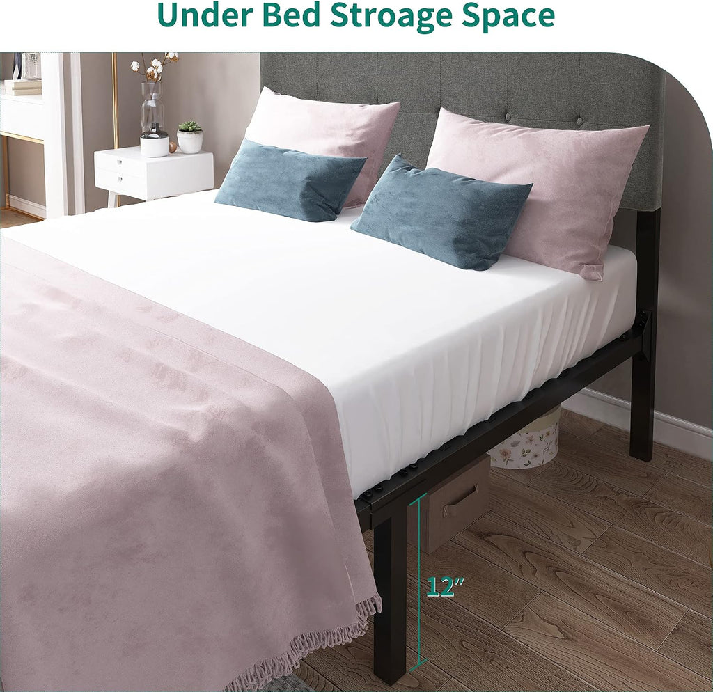 YITAHOME Upholstered Platform Bed with Adjustable Headboard, Full Size Bed Frame with Steel Slat/No Box Spring Needed/Mattress Foundation