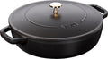 STAUB Cast Iron Sauté Pan, Chistera Lid, Round, 3.7 L, Black, 33 x 31 x 9.5 cm