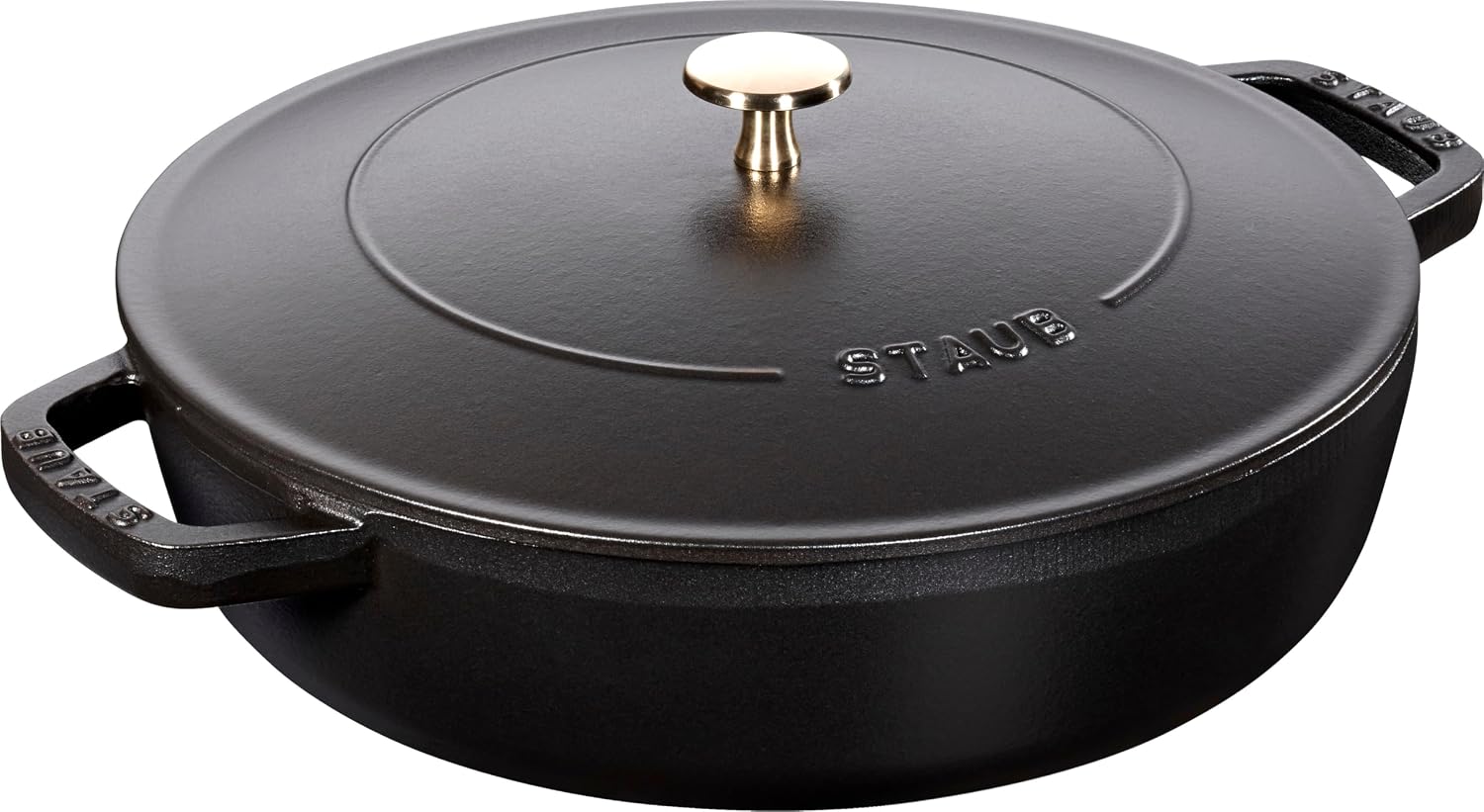 STAUB Cast Iron Sauté Pan, Chistera Lid, Round, 3.7 L, Black, 33 x 31 x 9.5 cm