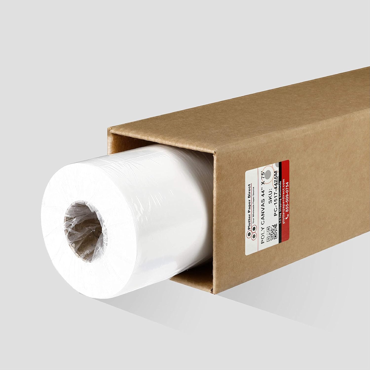 Plotter Paper Direct 44in x 75ft Premium Polyester Matte Canvas Roll, 500 Denier, Quick Dry, Wide Format Inkjet Printer Compatible, Perfect for Fine Art, Photography, Archival Quality Prints