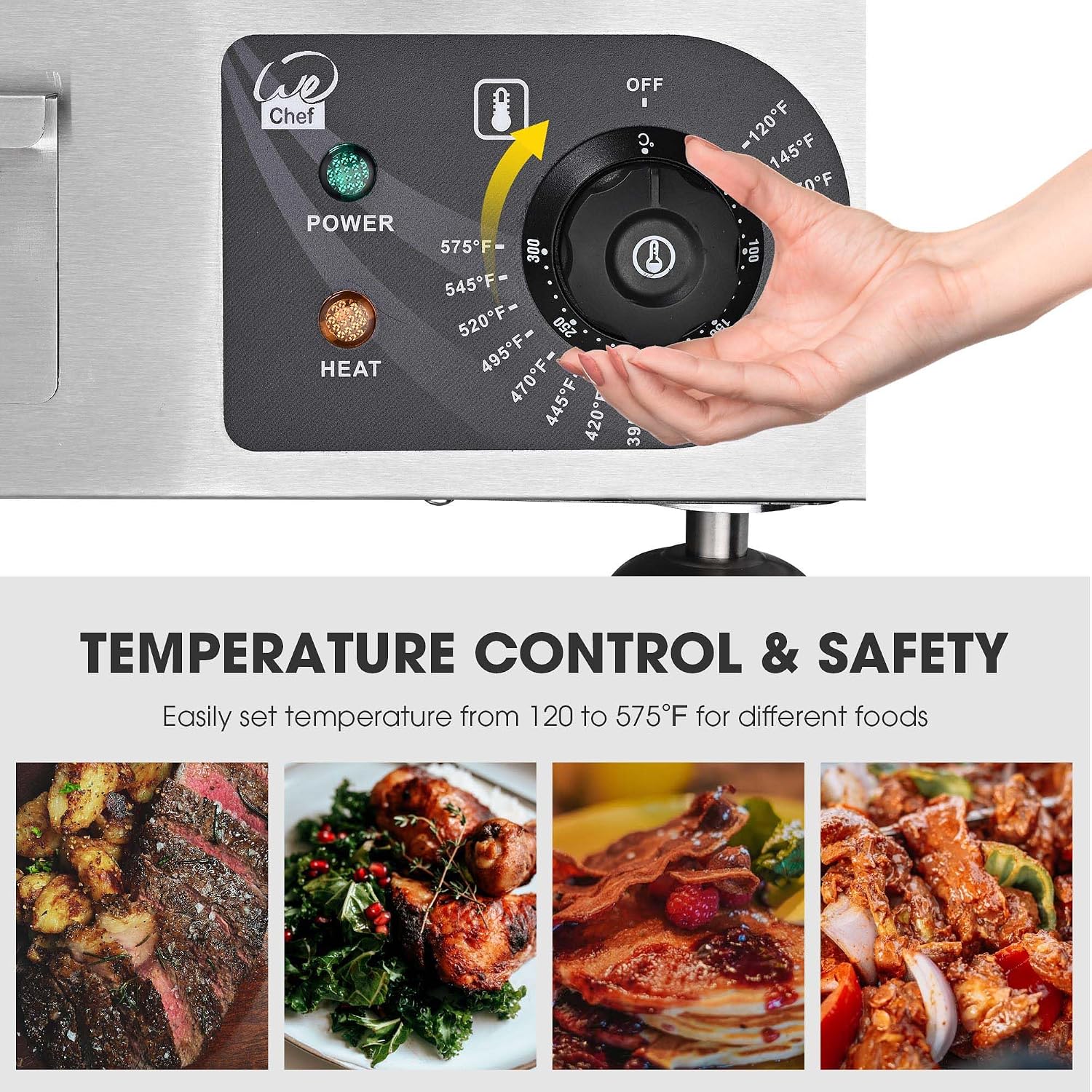 WeChef Commercial Electric Griddle 14' 1800W Countertop Griddle Flat Top Restaurant Grill Non-Stick Flat Temperature Control 122 to 572 Degrees