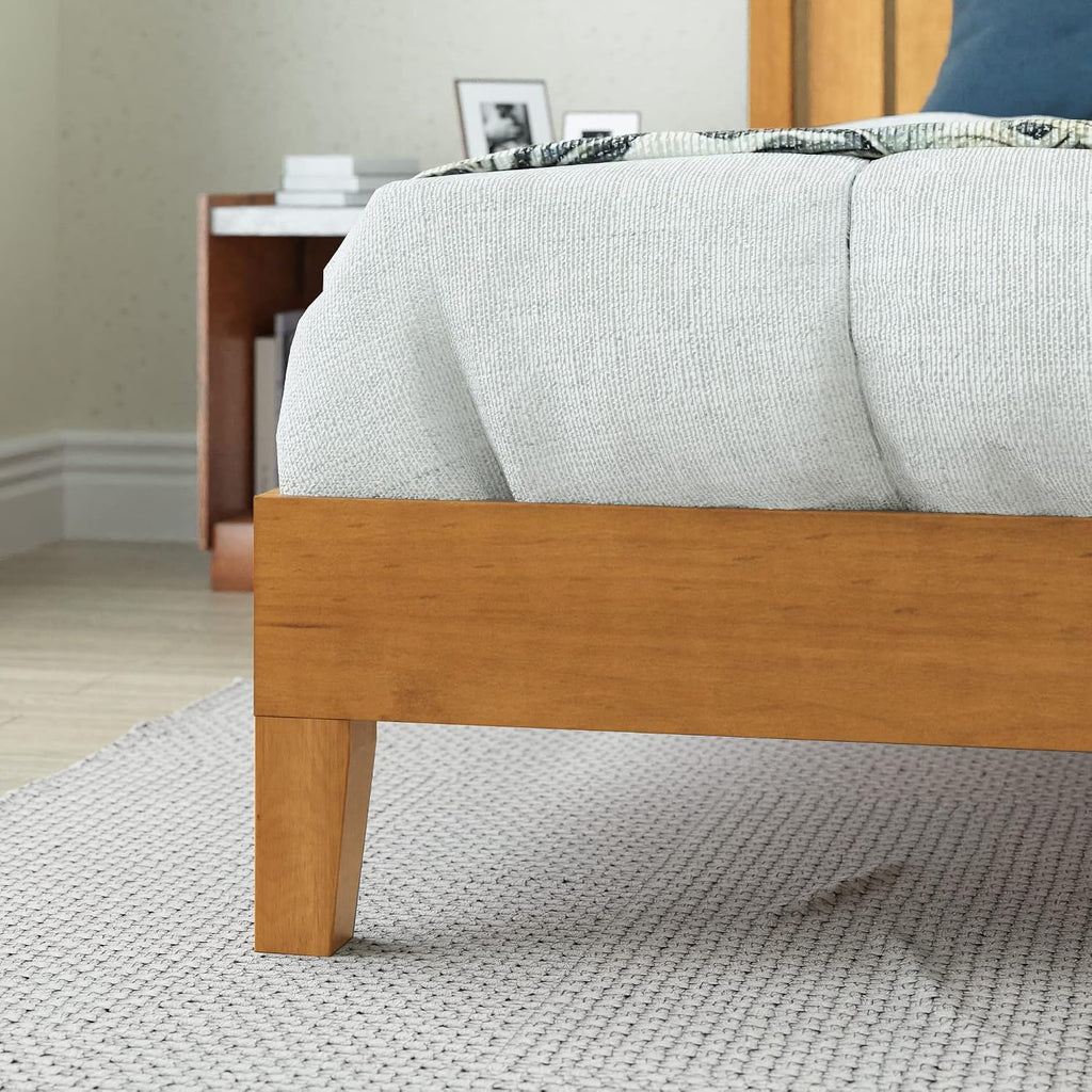 Zinus Alexis Deluxe Wood Platform Bed Frame with Headboard, Wood Slat Support, No Box Spring Needed, Easy Assembly, Rustic Pine, Queen
