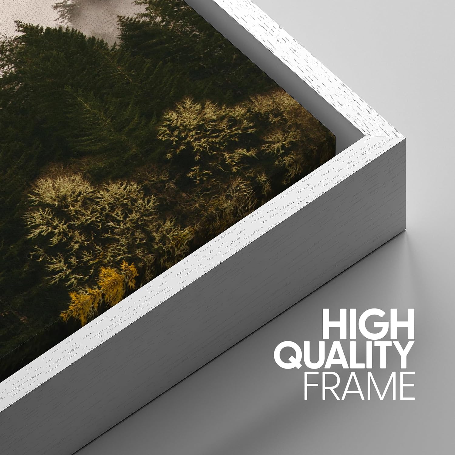 SIGNWIN 3 Piece Framed Canvas Wall Art Brown Foggy Mountains Nature Wilderness Photography Abstract Rustic Canvas Prints Home Artwork Decoration for Living Room,Bedroom - 16'x24'x3 White