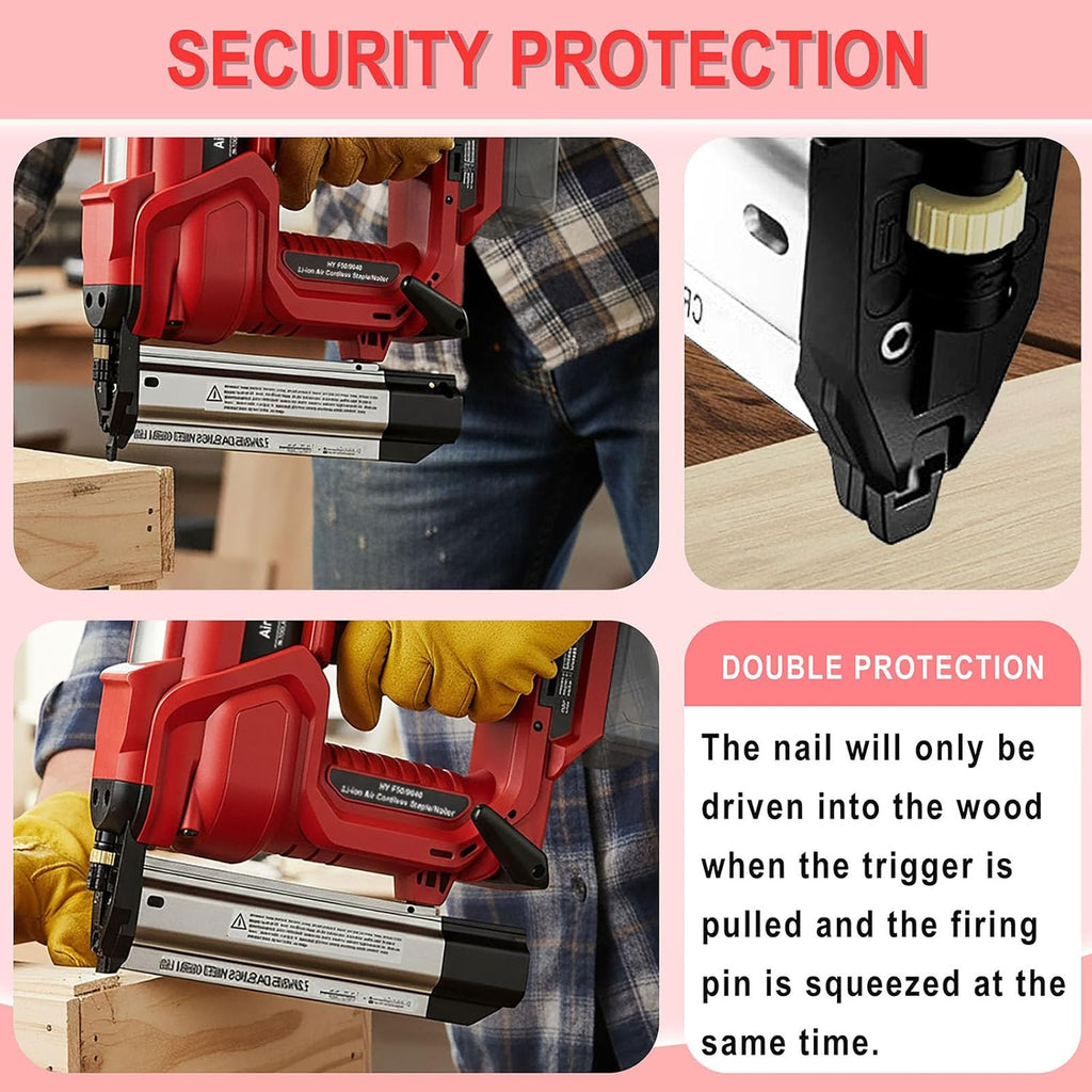 20V 18 Gauge Cordless Nail Gun Safety Pin 2 Inch Power Brad Nailer with 18GA Machine Electric Staple 2 in 1 Gun Nails Kit for Wood Upholstery DIY Framing Home Improvement (No Battery)