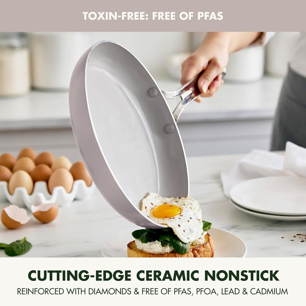 GreenPan Nova 10-Piece Cookware Pots & Pans Set, Oprah's Favorite Things 2024, PFAS-Free Ceramic Nonstick, Fry, Sauté, Stockpot, Utensils, Lids, Induction Suitable, Dishwasher & Oven Safe, Clay