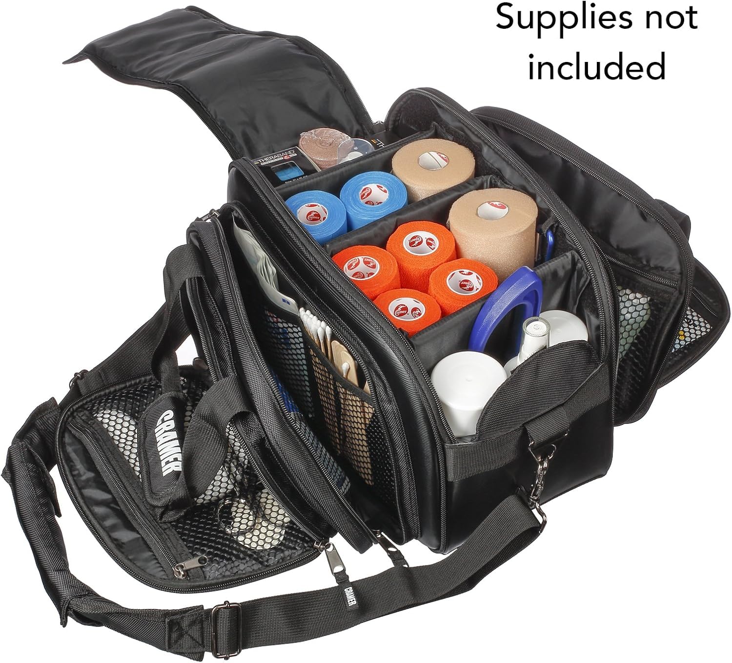 Cramer Tuf-Tek Kits for Athletic Trainers, Portable Athletic Training Kit for Team Travel, Bag Holds AT Supplies for Athlete Injuries, Storage for Tape, Scissors, and Ice Packs, Tuf-Tek Super