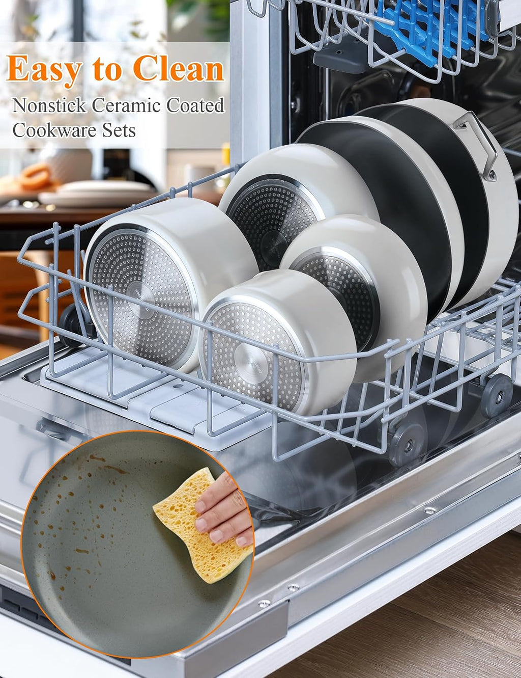 ChefRobot Nonstick Ceramic Cookware Set Healthy Pots And Pans Set Induction Kitchen Cookware sets Non Toxic Pots And Pan Set,PFOA ＆ PTFE Free (12 Pcs-Cookware Sets)