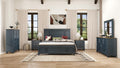 Roundhill Furniture Riverton Wood Bedroom Set with Shiplap Panel King Bed, Dresser, Mirror, Two Nightstands, and Chest in Slate Blue