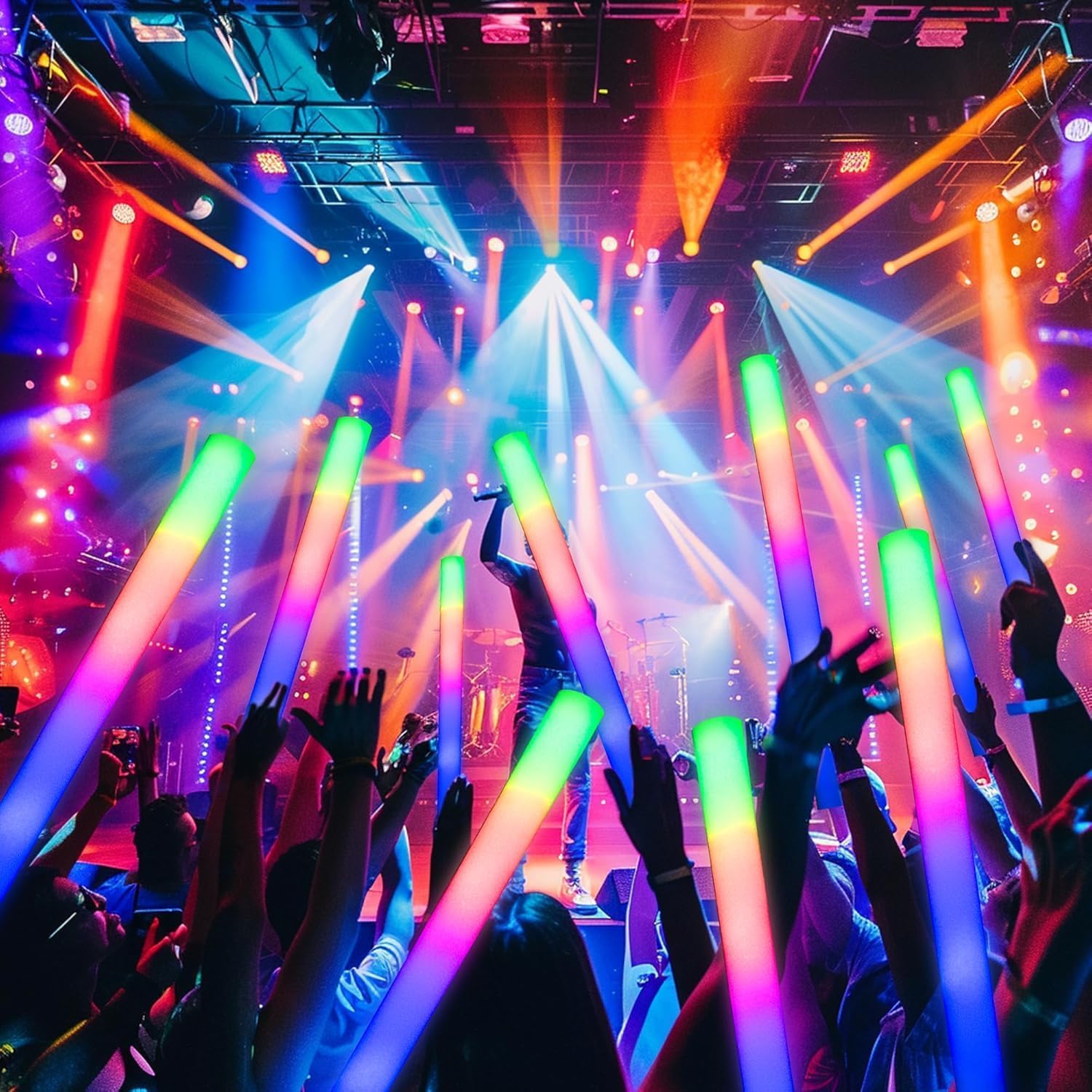 216-Pack Foam Sticks Bulk – Our Premium LED Foam Light Up Sticks Are Perfect as Wedding Glow Sticks for Reception, Parties, and Club Events! Ideal as Light-Up Party Favors, Reception Supplies.