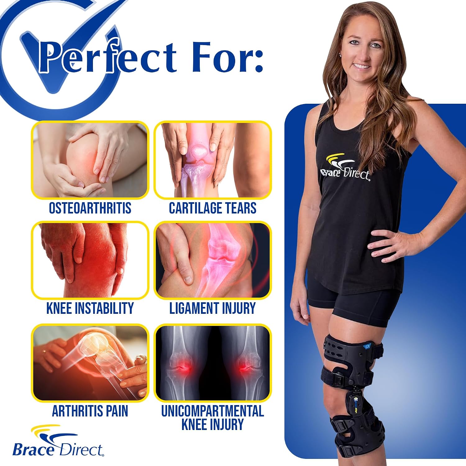 OA ROM Unloader Knee Brace - Adjustable Offloading for Degenerative Joint Disease and Osteoarthritis with Varus Valgus Correction L1843 L1851 (Right - Thigh up to 30 in)