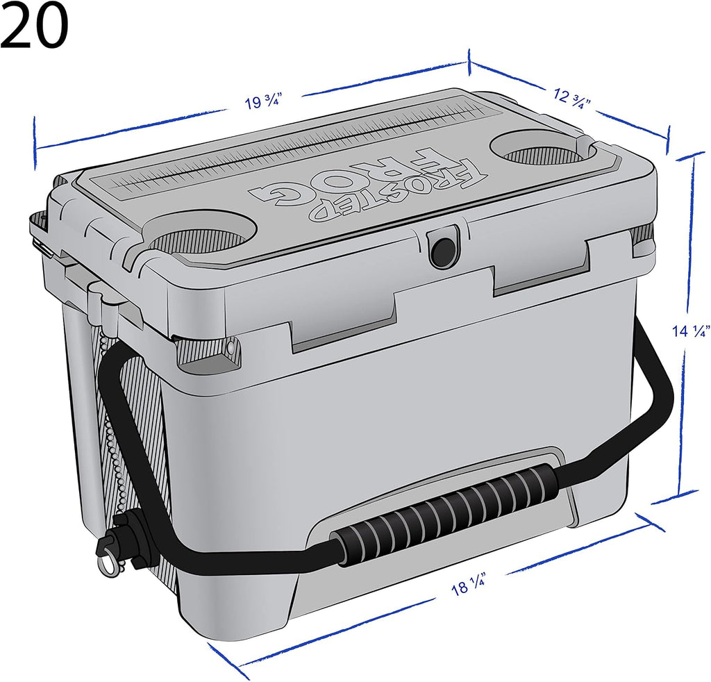 USA Made Frosted Frog 20 Quart Ice Chest Heavy Duty High Performance Roto-Molded Commercial Grade Insulated Cooler