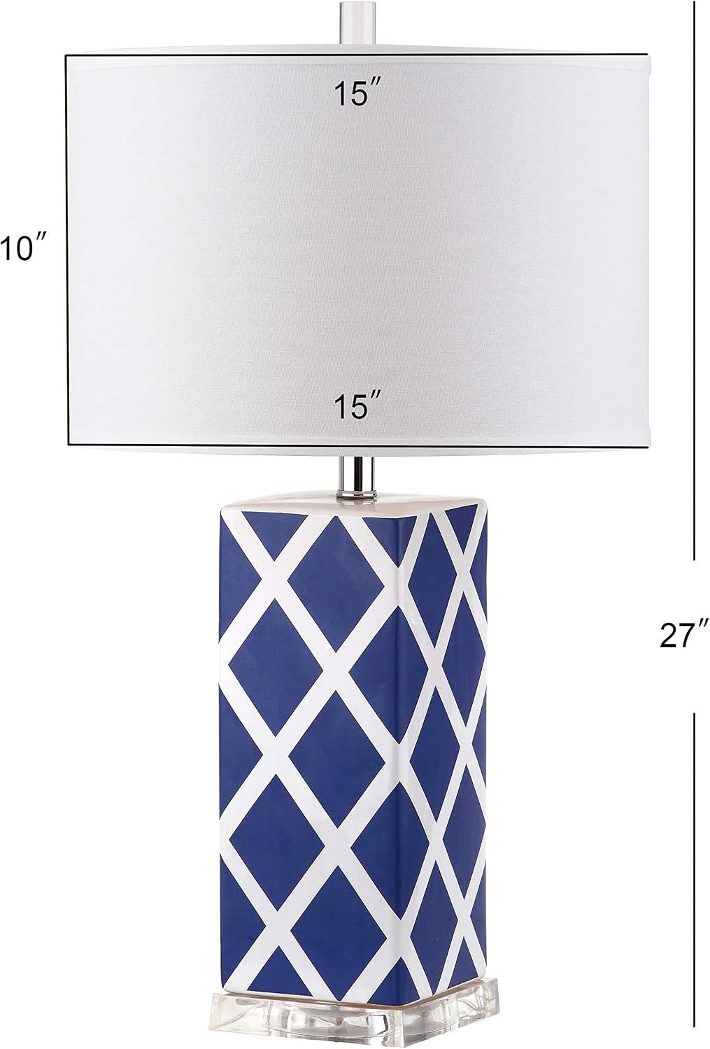 SAFAVIEH Lighting Collection Garden Lattice Trellis Modern Contemporary Navy 27-inch Bedroom Living Room Home Office Desk Nightstand Table Lamp Set of 2 (LED Bulbs Included)