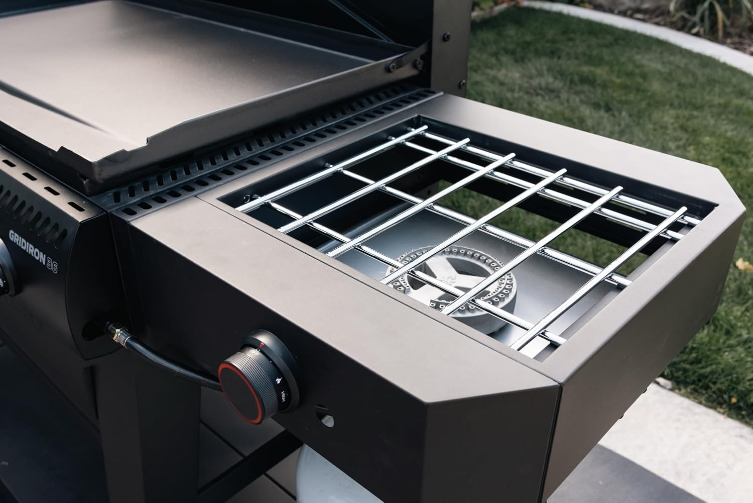Camp Chef Gridiron Pro- 36' Outdoor Griddle Grill with Side Burner, Flamethrower Ignition & Hinged Lid - Premium 36' Flat Top Grill for Outdoor Cooking