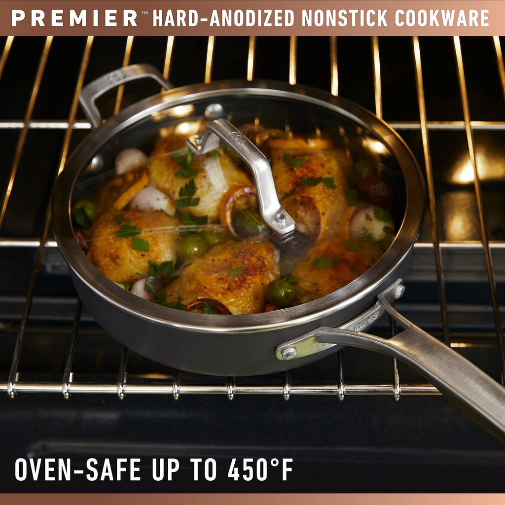 Calphalon Premier Space-Saving Nonstick Cookware Set, 13-inch, Stackable, Hard-Anodized Aluminum