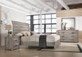 Floren Contemporary Weathered Gray Wood Bedroom Set, Queen Panel Bed, Dresser, Mirror, Nightstand