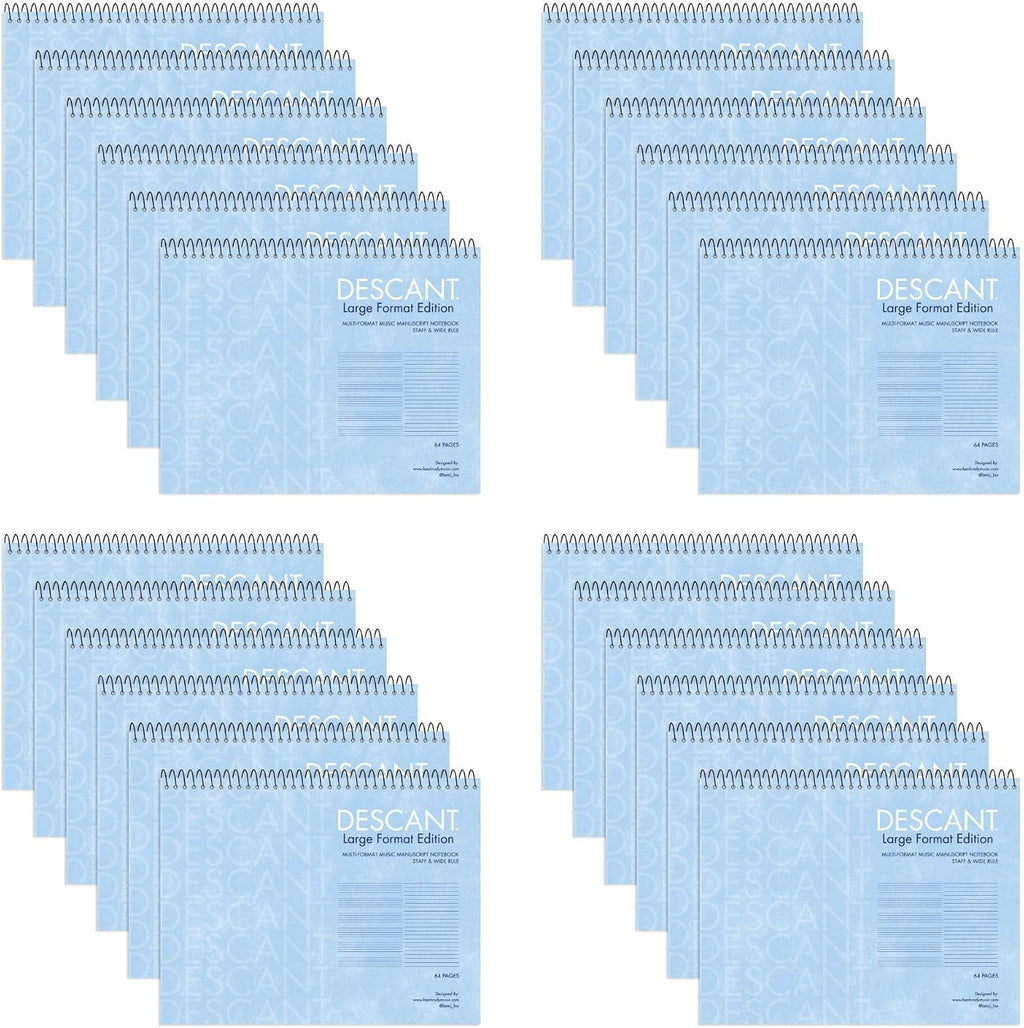 Roaring Spring Descant Spiral Music Notebook, Case of 24, Unique Staff & Wide Ruled Multi-Format Manuscript, 11' x 8.5' 64 Pages, Top Bound, Heavy 20lb White Paper